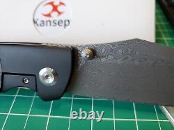 Kansept Shikari With Titanium & Twill CF Handle & Damascus Folding Pocket Knife