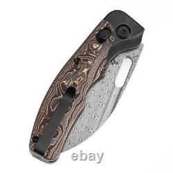 Kansept Vivid Folding Knife Blackwash Ti/Copper CF Handle Damascus Plain K1094V2