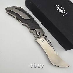 Kizer Huntsmen Folder Titanium & Carbon Fiber S35VN Recurve Tanto Blade Ki4642A1