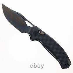 Kunwu Folding Knife Black Carbon Fiber Handle ELMAX Clip Point Plain Edge X707F