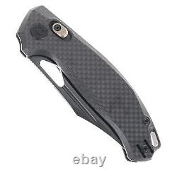 Kunwu Folding Knife Black Carbon Fiber Handle ELMAX Clip Point Plain Edge X707F