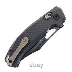 Kunwu Folding Knife Black Carbon Fiber Handle ELMAX Clip Point Plain Edge X707F