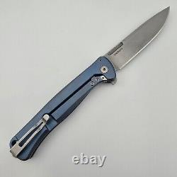 LionSteel Skinny BL Folder Blue Integral Titanium Blue FatCarbon Inlay MagnaCut