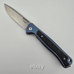 LionSteel Skinny BL Folder Blue Integral Titanium Blue FatCarbon Inlay MagnaCut