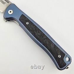 LionSteel Skinny BL Folder Blue Integral Titanium Blue FatCarbon Inlay MagnaCut