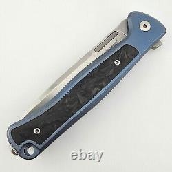 LionSteel Skinny BL Folder Blue Integral Titanium Blue FatCarbon Inlay MagnaCut