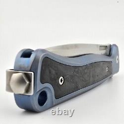 LionSteel Skinny BL Folder Blue Integral Titanium Blue FatCarbon Inlay MagnaCut