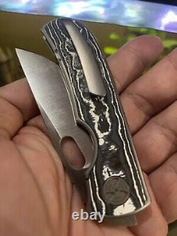 MTNT Mach 3 Hand Satin M390 Titanium White Carbon Fiber WingmanEDC Knife