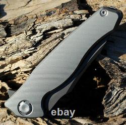 Maxace Killer Whale Folding Knife 4 Gray ASP-60 Steel Blade Titanium Handle