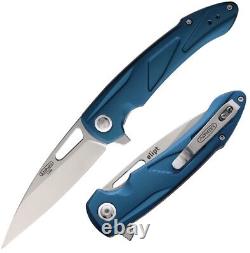 Mikov Elipt Folding Knife 3.75 Stonewashed D2 Steel Blade Blue Duralumin Handle