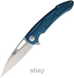 Mikov Elipt Folding Knife 3.75 Stonewashed D2 Steel Blade Blue Duralumin Handle