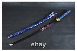 Modern Futuristic Blue Dragon Folded Steel Battle Ready Samurai Katana Sword