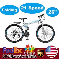 Mountain Bike 26 Folding 21 Speed Bicycle Carbon Steel Disc Brake Bike USA
