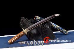 New 21 Damascus Folded Steel Short Sword Sharp Full Tang Japanese Samurai Tanto