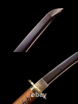 New 21 Damascus Folded Steel Short Sword Sharp Full Tang Japanese Samurai Tanto