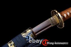 New 21 Damascus Folded Steel Short Sword Sharp Full Tang Japanese Samurai Tanto