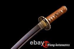 New 21 Damascus Folded Steel Short Sword Sharp Full Tang Japanese Samurai Tanto