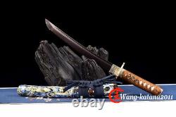 New 21 Damascus Folded Steel Short Sword Sharp Full Tang Japanese Samurai Tanto