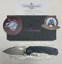 New QSP Hornbill Front Flipper 3.25 S35VN SW Drop Pt. Blade Blue Carbon Fiber