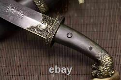Nice Full Tang Mongolian Dao Machete Sharp Folded Steel Sword Cavalry Sign Sabre