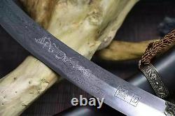 Nice Full Tang Mongolian Dao Machete Sharp Folded Steel Sword Cavalry Sign Sabre