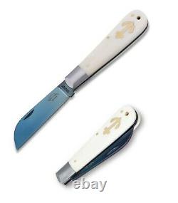 OTTER-Messer Large Folding Knife 3.15 C75 Sheepfoot Steel Blade Bone Handle