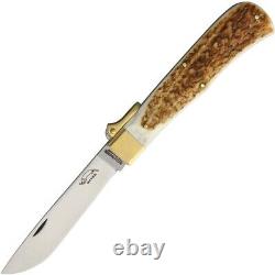 OTTER-Messer Safety Folding Knife 3.9 Carbon Steel Blade Buck Horn Handle 05HH