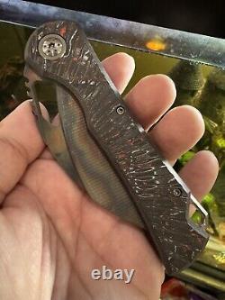 Oden Customs Ripper Folding Knife Milled Titanium FAT CARBON Rare Framelock USA