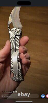 Oden Customs Ripper Folding Knife Milled Titanium FAT CARBON Rare Framelock USA