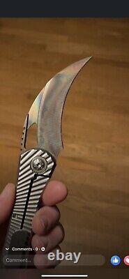 Oden Customs Ripper Folding Knife Milled Titanium FAT CARBON Rare Framelock USA