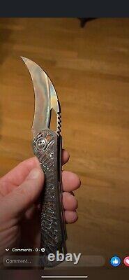 Oden Customs Ripper Folding Knife Milled Titanium FAT CARBON Rare Framelock USA