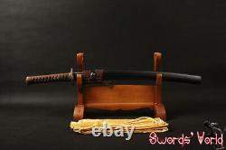 Practise Japanese Clay Tempered Wakizashi Folded High Carbon Steel No Bo-hi