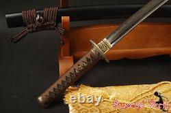 Practise Japanese Clay Tempered Wakizashi Folded High Carbon Steel No Bo-hi