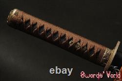 Practise Japanese Clay Tempered Wakizashi Folded High Carbon Steel No Bo-hi