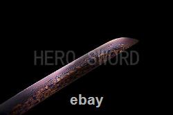 Purple Damascus Folded Steel Japanese samurai Sword Dragon Katana Sharp Blade
