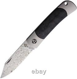 QSP Knife Falcon Folding Knife 3 Damascus Steel Blade Titanium/Carbon Fiber