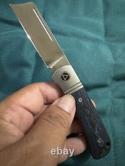 QSP Knife Hedgehog Folding Knife 2.75 Camo Carbon Pacific Blue Slip Joint M390