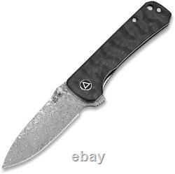QSP Knives Hawk Linerlock Carbon Fiber Folding Damascus Steel Pocket Knife