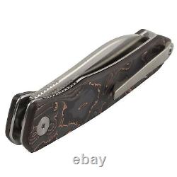 QSP Otter Linerlock Folding Knife Copper Foil Carbon Fiber Pocket Clip QS140B1