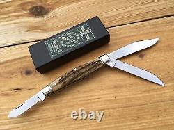 Queen Joe Pardue Stockman Folding Knife #49 Stag Handle Mint In Box USA