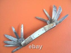 Rare pen knife congress 12 blades george woodhead c. 1850 sheffield mop folding