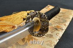 Razor Sharp Japanese Samurai Sword Clay Temper Folded Steel Katana Dragon Tsuba