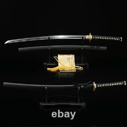 Real Cooper Tsuba Carbon Steel Black Katana Japanese Samurai Sword Folded Steel