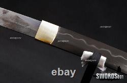 Real Hamon Clay Tempered Folded T10 Steel Samurai Sword Katana Bare Naked Blade