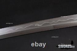 Real Hamon Clay Tempered Folded T10 Steel Samurai Sword Katana Bare Naked Blade