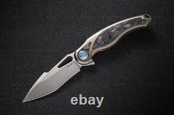 Rike Knife Unicorn Blue Carbon Fiber & Titanium M390 Folding Knife UNIBCF