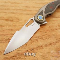 Rike Knife Unicorn Folding 3 Bohler M390 Stainless Blade Titanium/Carbon Fiber