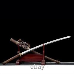 Rosewood Katana Tachi Damascus folded Steel Japanese Samurai Sword Handmade