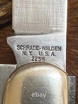 Schrade-Walden N. Y. USA. 225H 2 Blade Folding Hunter Knife, Delrin, Sheath