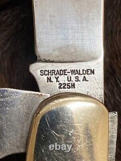Schrade-Walden N. Y. USA. 225H 2 Blade Folding Hunter Knife, Delrin, Sheath 5 1/4